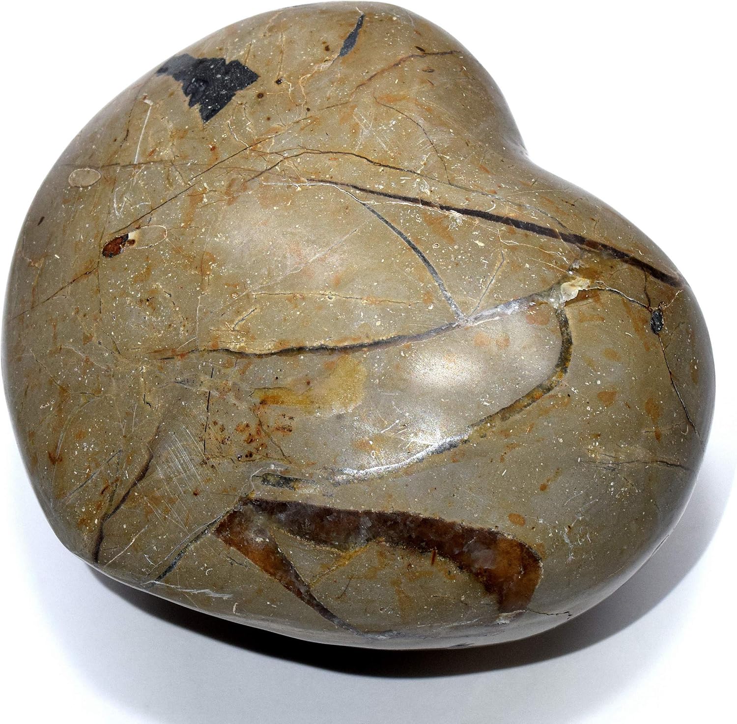 Large 3lb Septarian Dragon Stone Puffy Heart with Display Stand