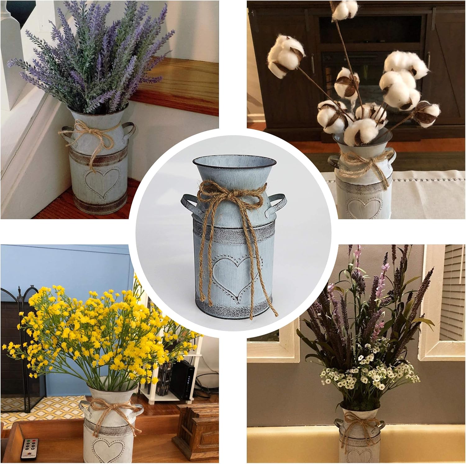 MISIXILE Vintage Galvanized Milk Can Flower Vase