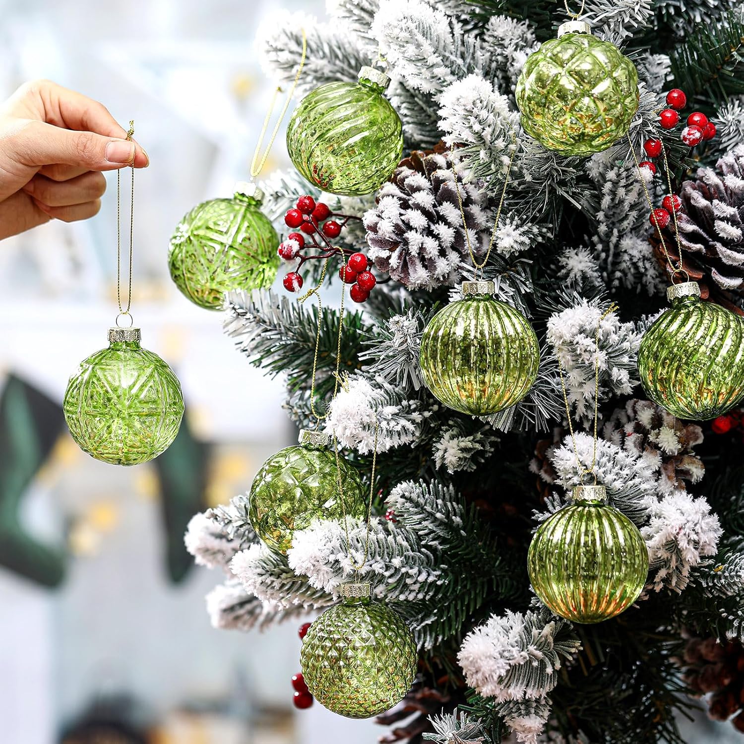 Jenaai 12 Pcs 236 Inch Glass Christmas Ball Ornaments
