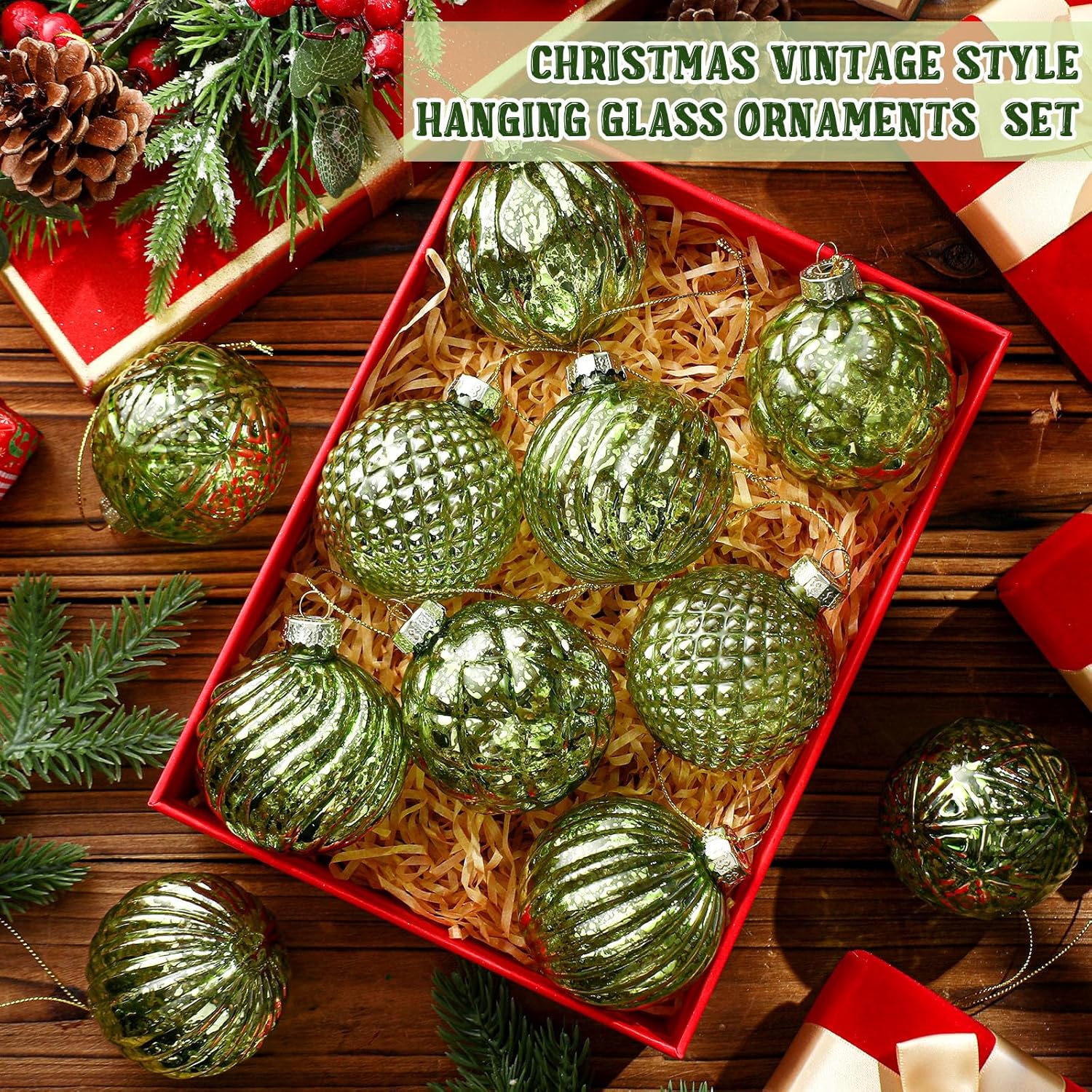 Jenaai 12 Pcs 236 Inch Glass Christmas Ball Ornaments
