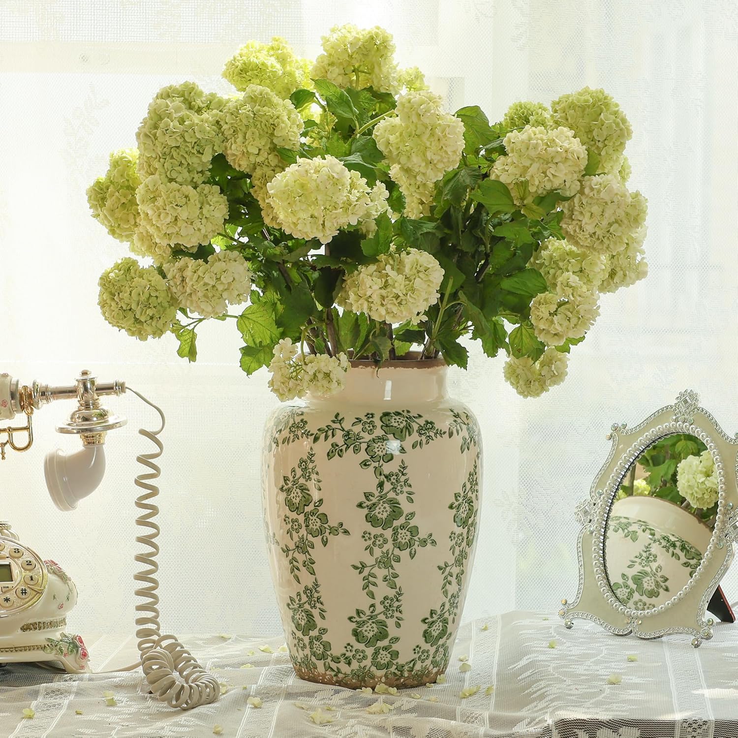 Ronasip Retro Ceramic Vase Green 10 Inch