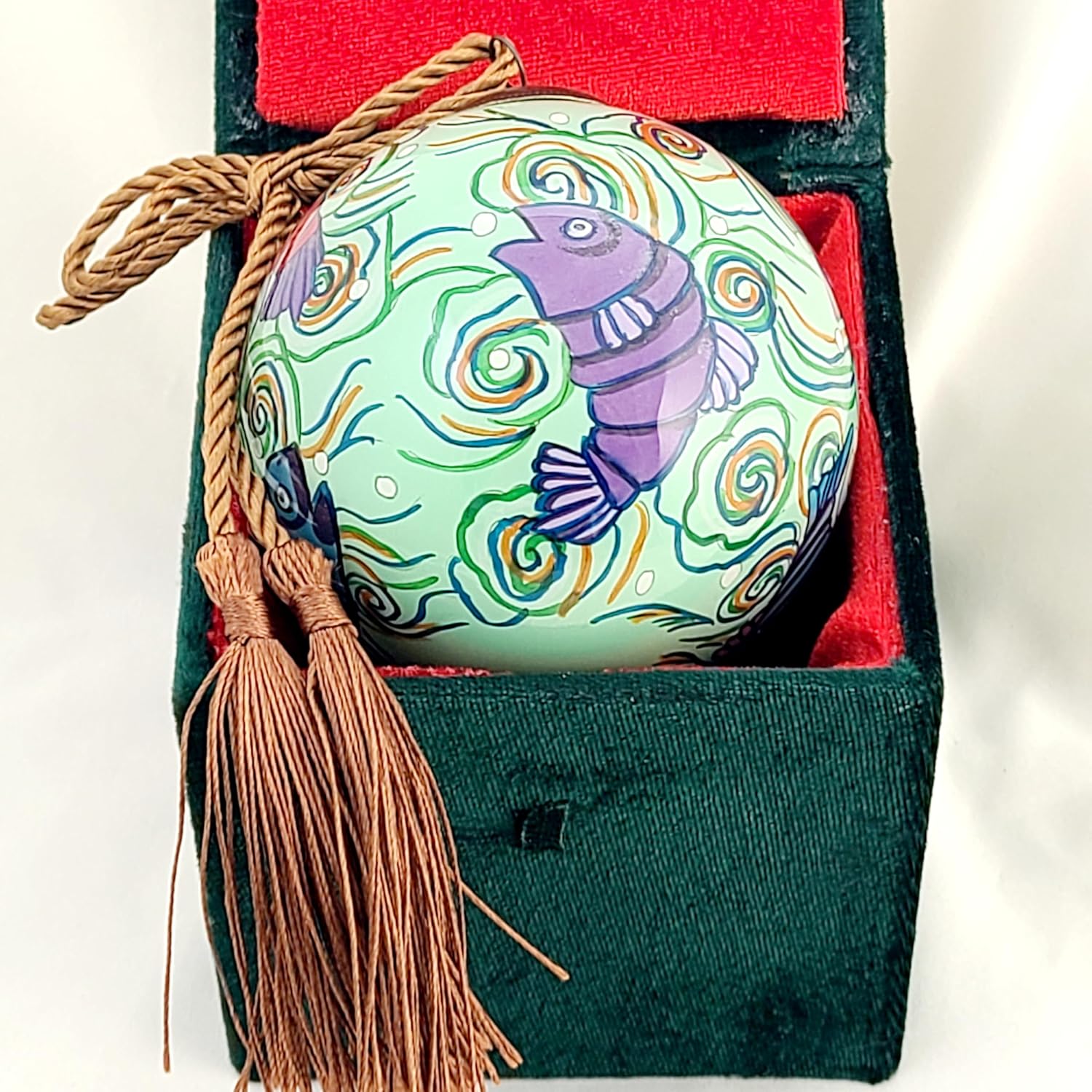 Colorful Fish Glass Ornament - Handcrafted Art Deco Piece