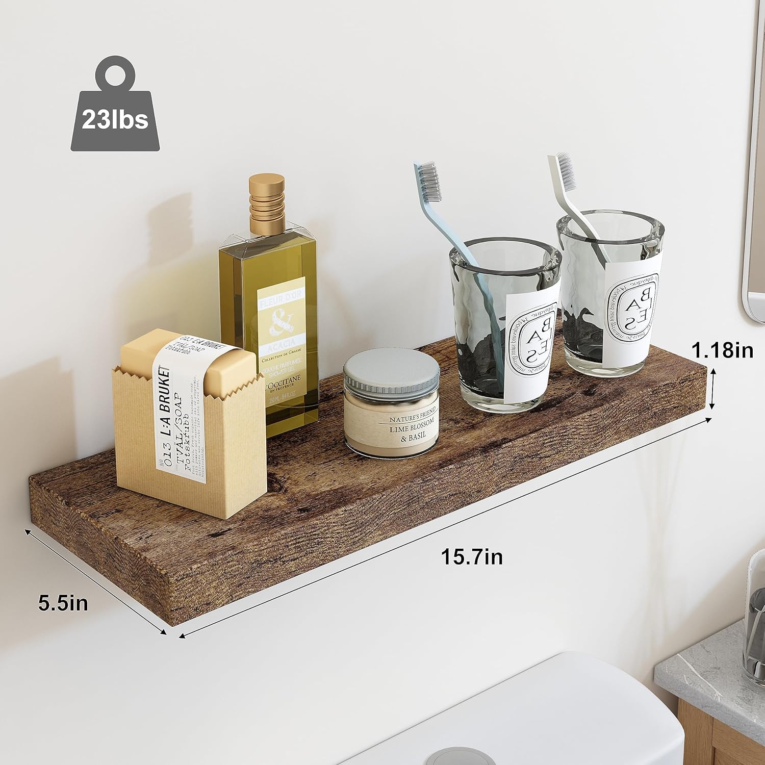 Fixwal 158in Floating Shelves Rustic Brown 5 Pack