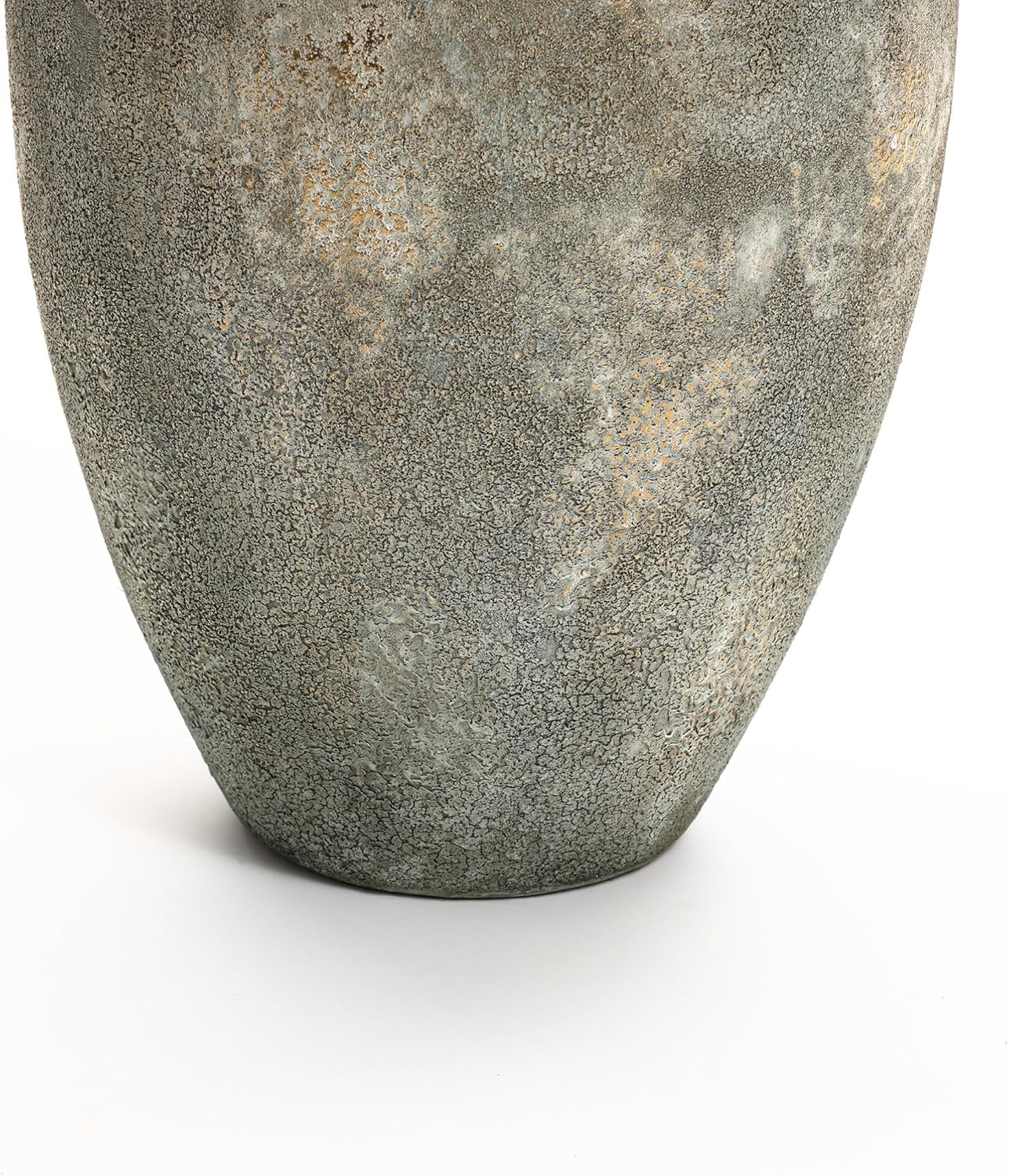 LuxenHome Rustic Ceramic Floor Vase with Gold and Brown Accents