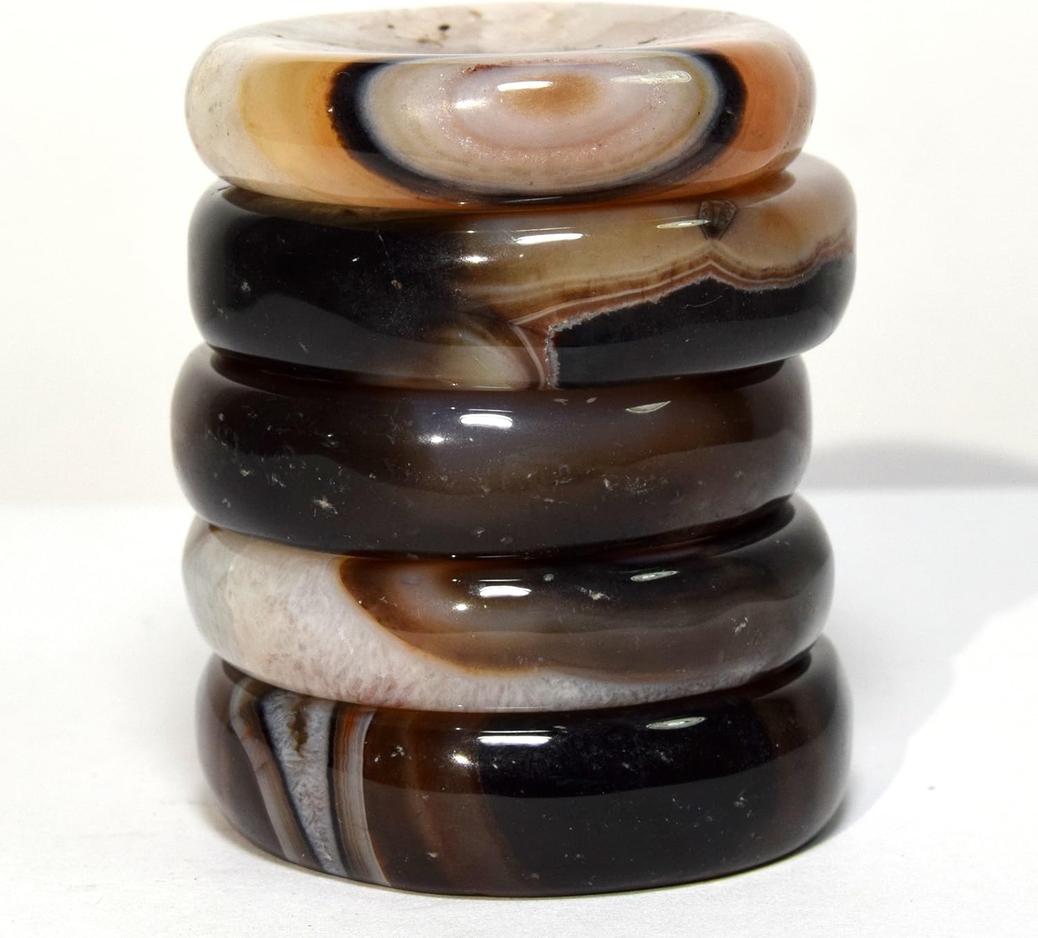 HQRP Banded Agate Stand for Meditation Crystal - 36mm Natural Stone