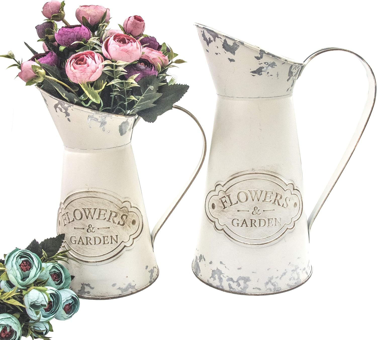Soyizom Galvanized Metal Pitcher Vase Shabby Chic Decor