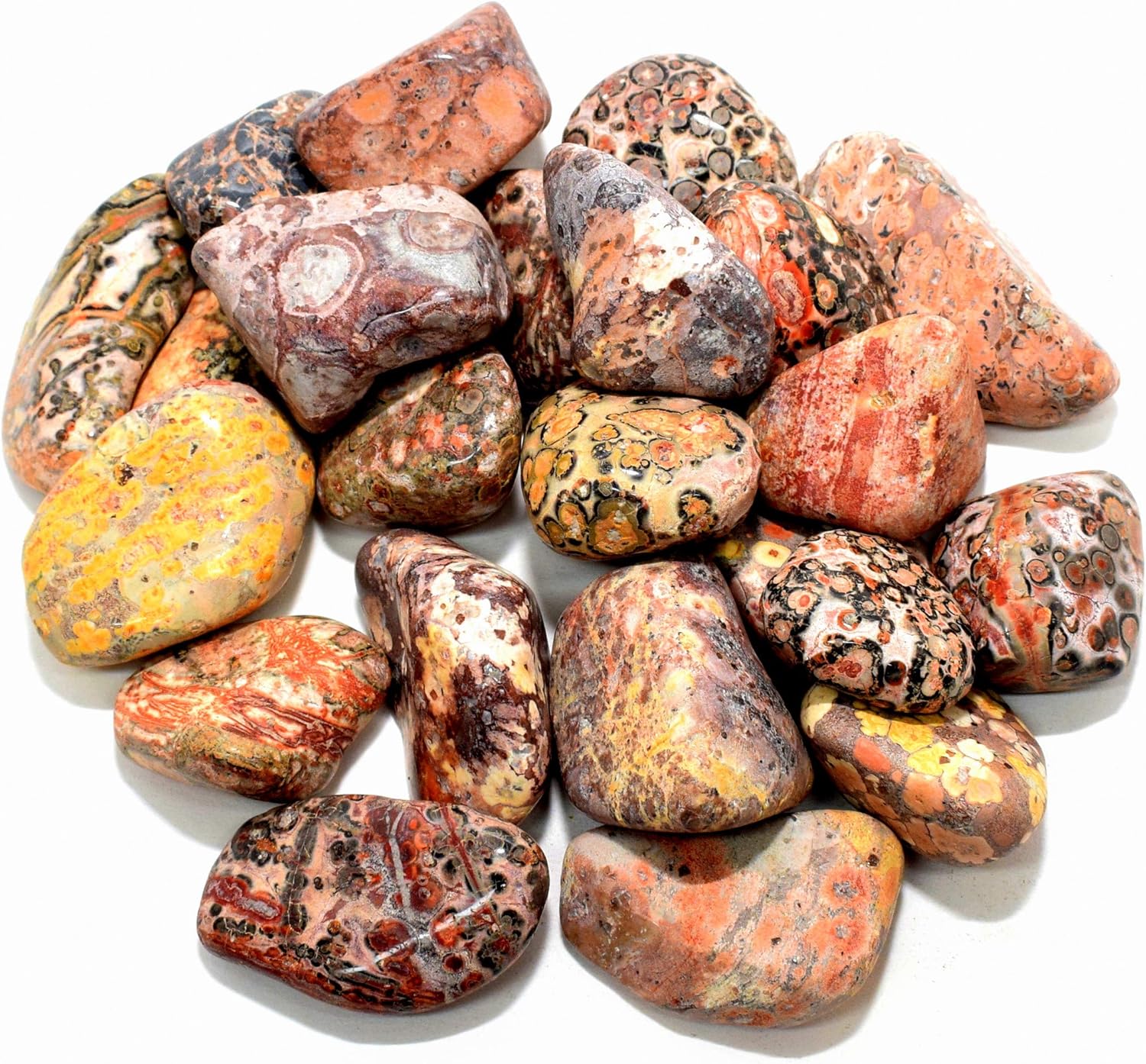 10PCS Leopardite Jasper Pebbles Natural Polished Indoor Fountain Stones