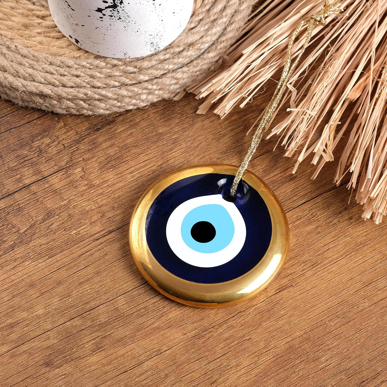 BCS Blue-Gold Evil Eye Wall Hanging Ornament