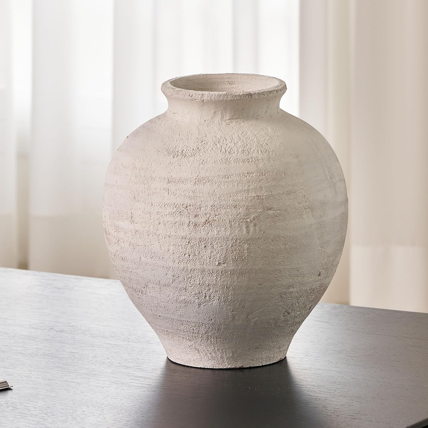 LB2 White Ceramic Large Vase 11 Inch Zen Style