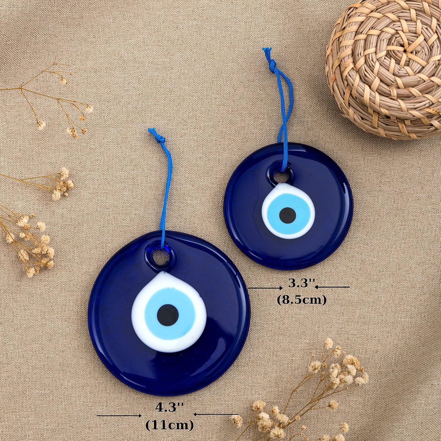Turkish Blue Evil Eye Wall Hanging Set of 2